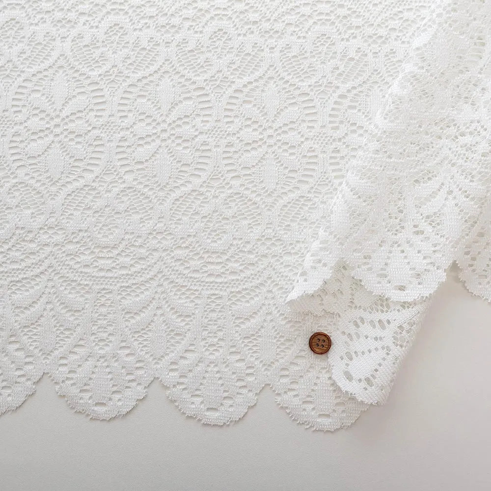 Polyester Café Curtain Fabric - Floral Lace Approx. 75cm length - nomura tailor