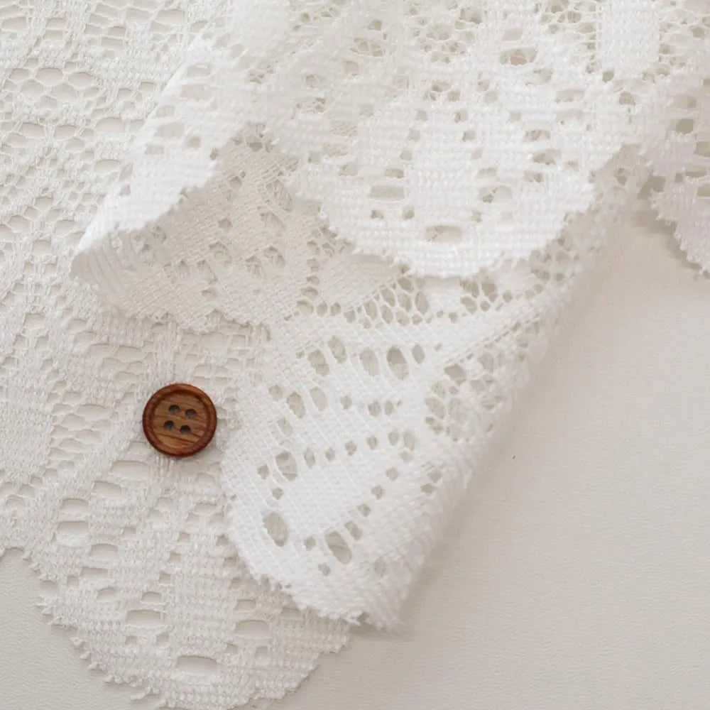Polyester Café Curtain Fabric - Floral Lace Approx. 75cm length - nomura tailor