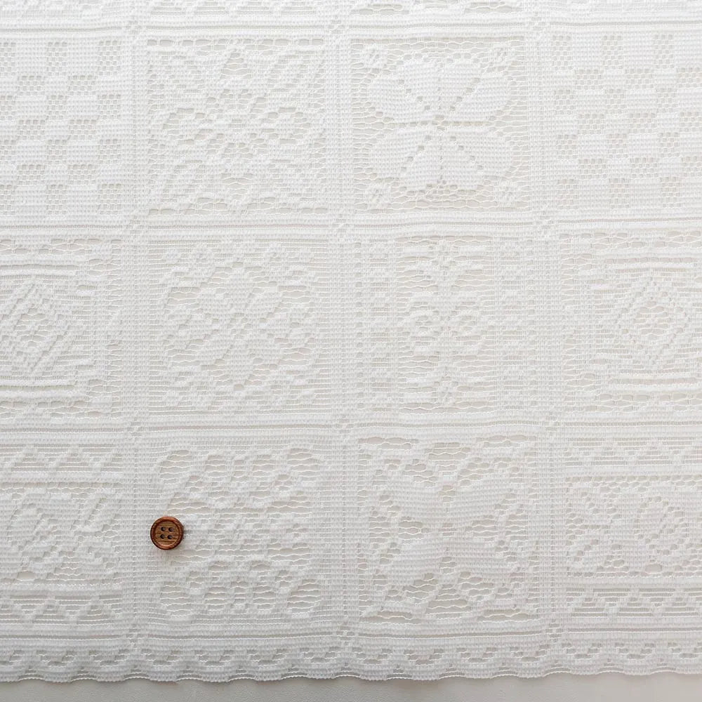 Polyester Café Curtain Fabric - Flower Tile Approx. 50cm length - nomura tailor