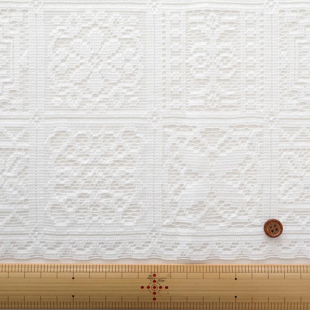 Polyester Café Curtain Fabric - Flower Tile Approx. 50cm length - nomura tailor