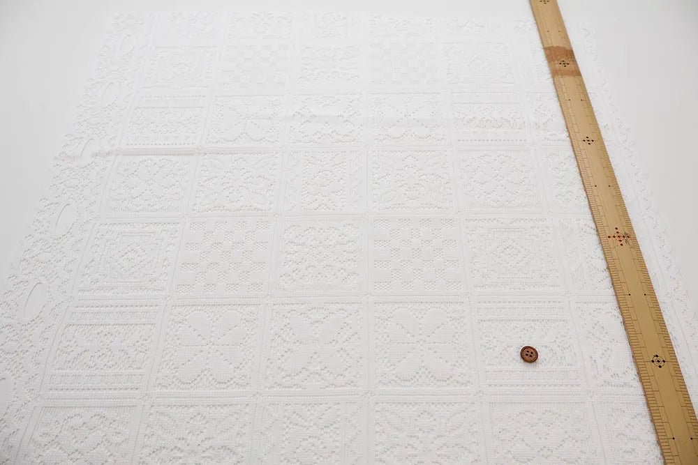 Polyester Café Curtain Fabric - Flower Tile Approx. 50cm length - nomura tailor