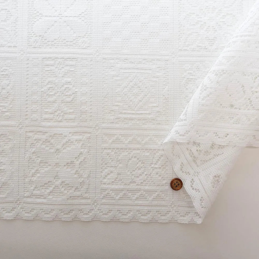 Polyester Café Curtain Fabric - Flower Tile Approx. 50cm length - nomura tailor