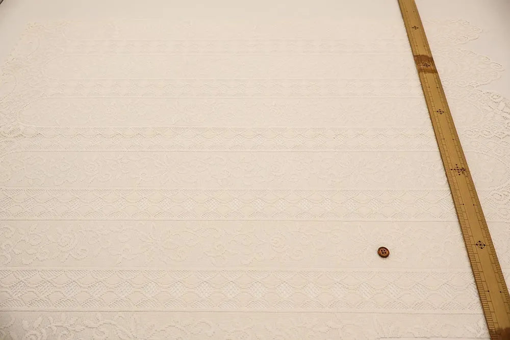 Polyester Café Curtain Fabric - Striped Flower Approx. 75cm length - nomura tailor