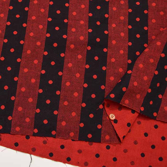 Cotton yarn-dyed double gauze fabric Dots & Stripes - nomura tailor