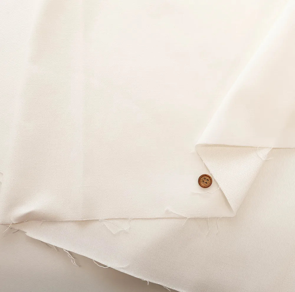 Cotton Stretch White Denim Fabric - Plain - nomura tailor