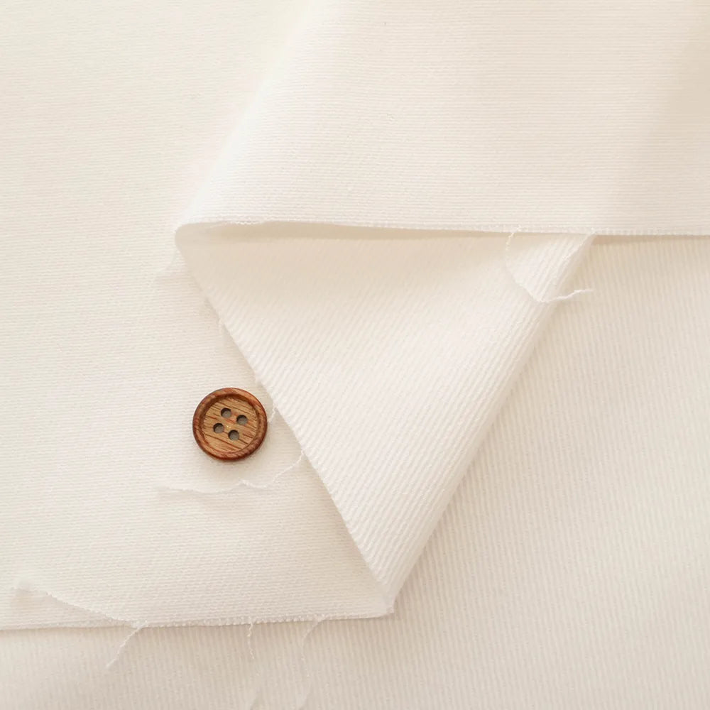 Cotton Stretch White Denim Fabric - Plain - nomura tailor