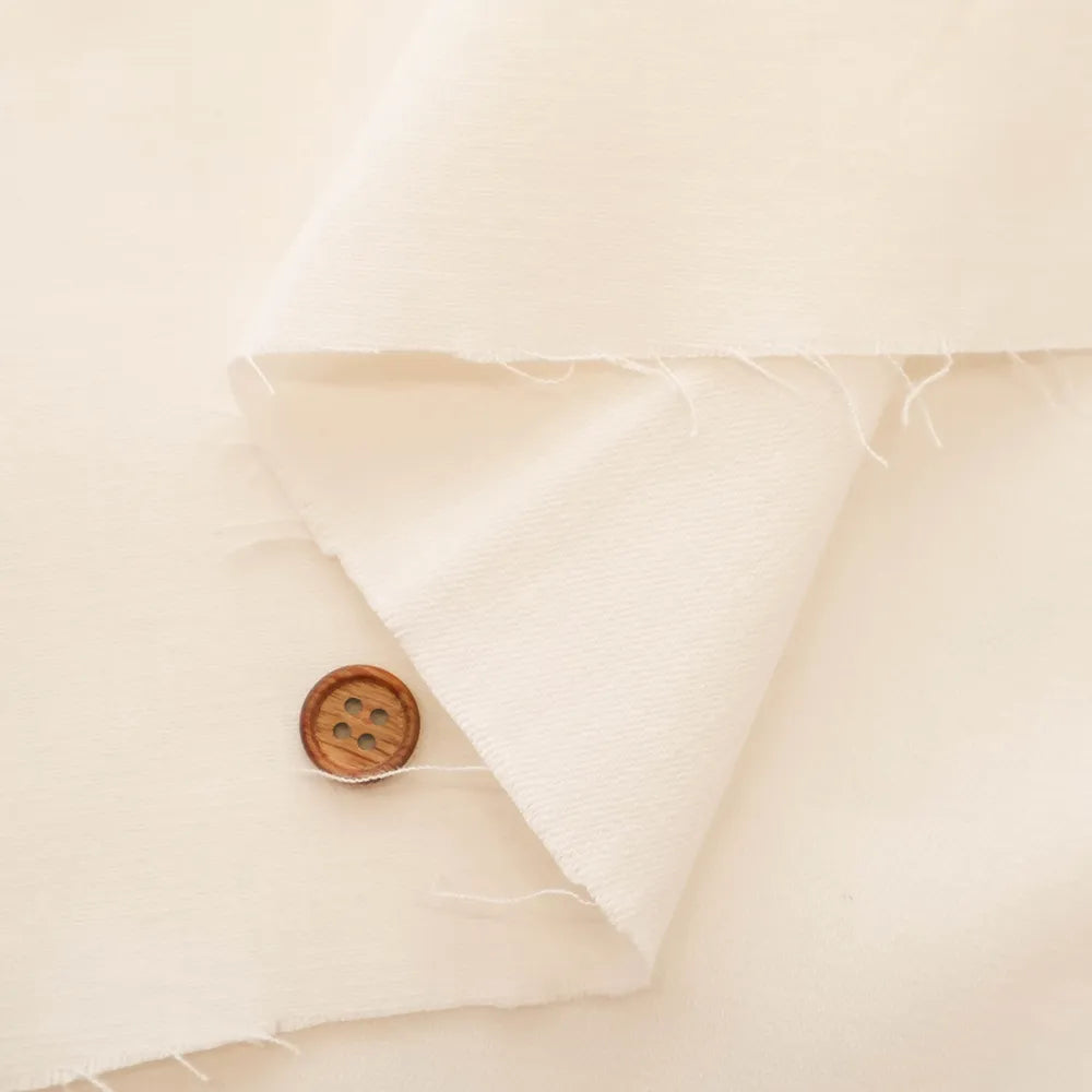 Linen Blend 9oz Stretch White Denim Fabric - Plain - nomura tailor