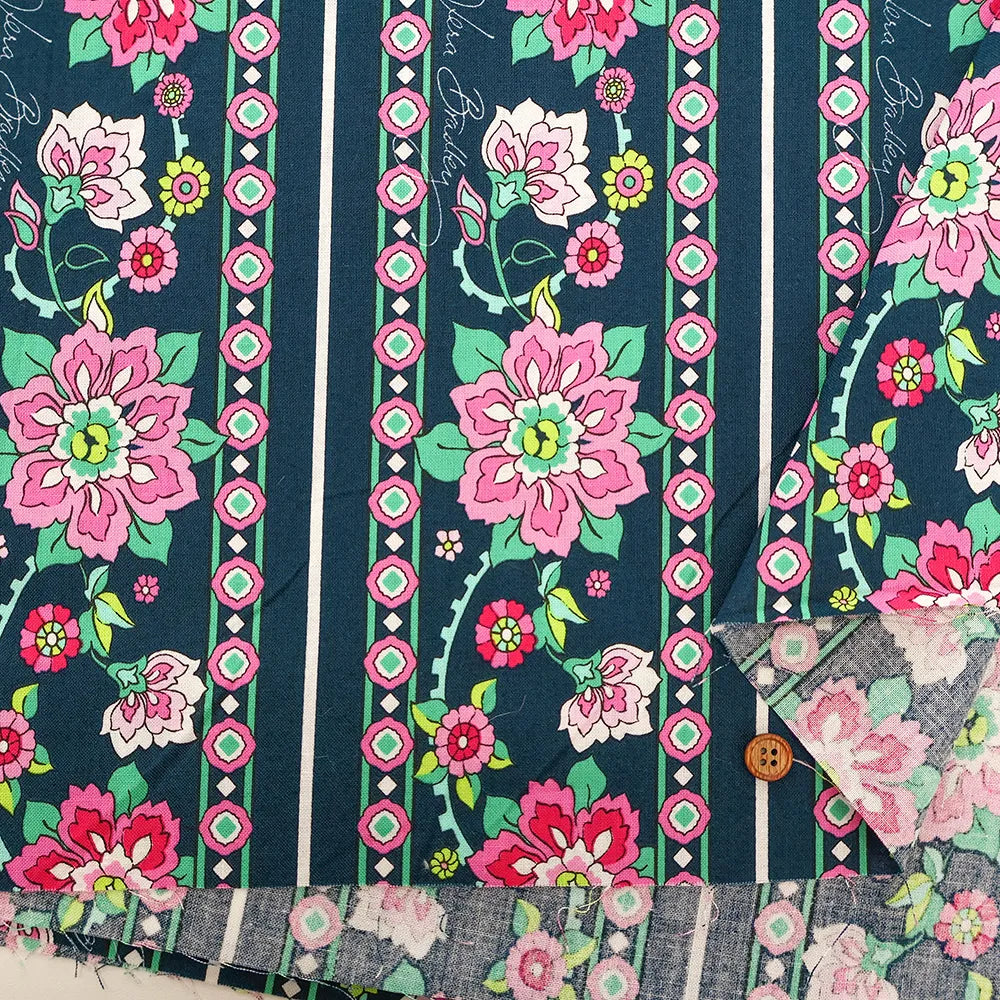 USA Cotton Sheeting Printed Fabric - Geometric Flowers - nomura tailor
