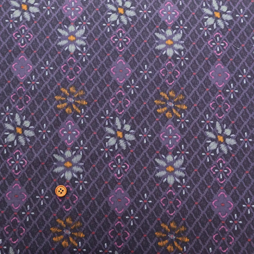 USA Cotton Sheeting Printed Fabric - Grid Flowers - nomura tailor