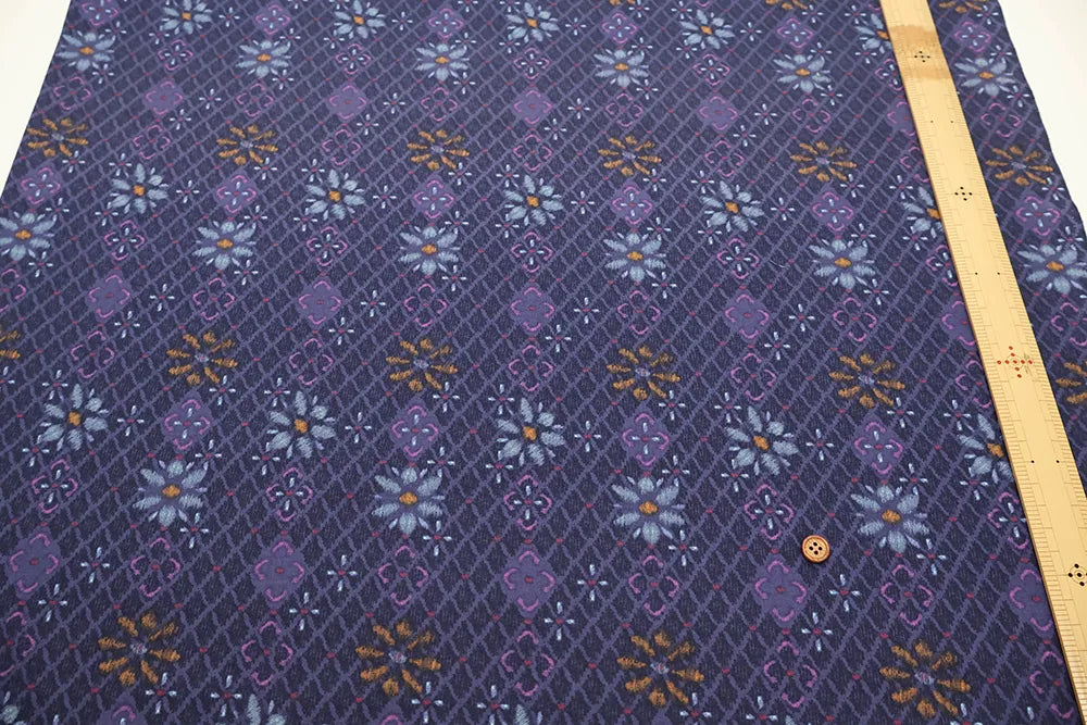 USA Cotton Sheeting Printed Fabric - Grid Flowers - nomura tailor