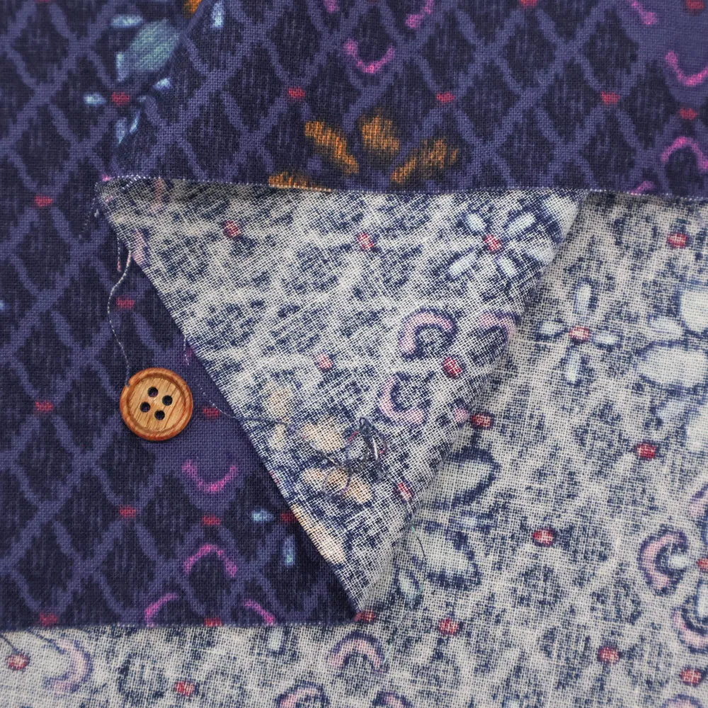USA Cotton Sheeting Printed Fabric - Grid Flowers - nomura tailor