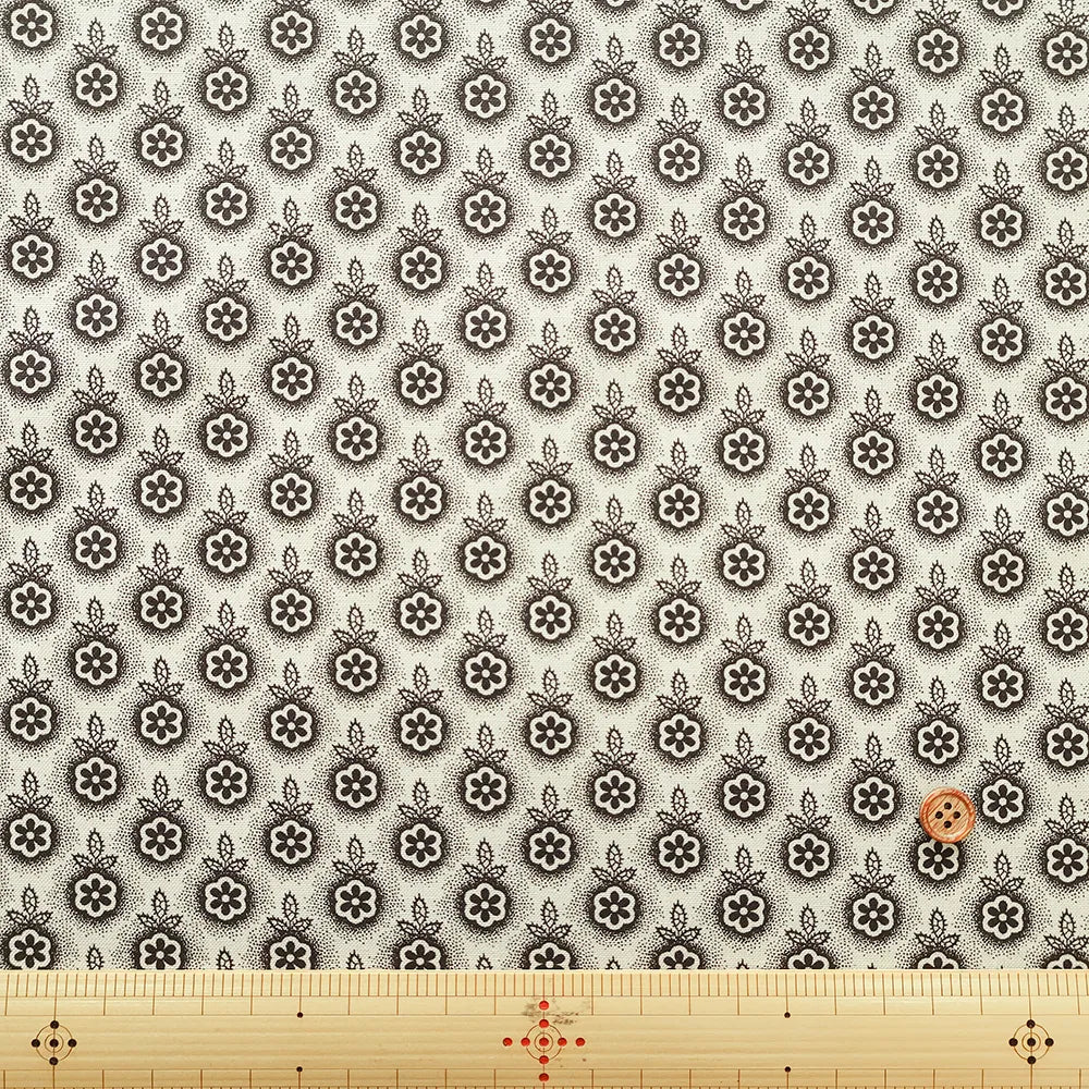 USA Cotton Sheeting Printed Fabric - Monotone Flowers - nomura tailor