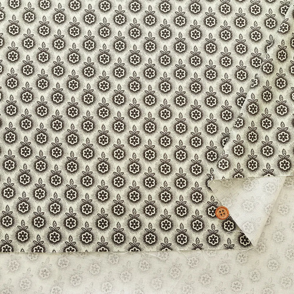 USA Cotton Sheeting Printed Fabric - Monotone Flowers - nomura tailor