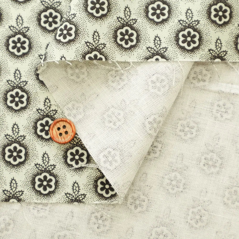 USA Cotton Sheeting Printed Fabric - Monotone Flowers - nomura tailor