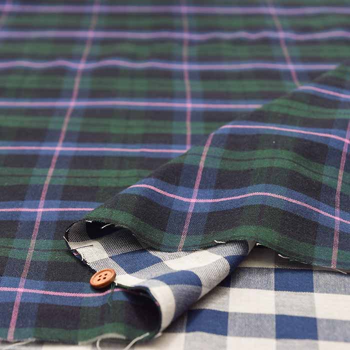 Cotton yarn-dyed double gauze fabric Reversible Check 1 - nomura tailor