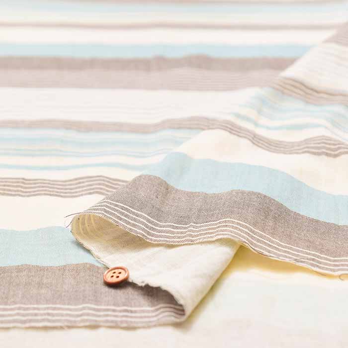 Cotton yarn-dyed double gauze fabric Striped - nomura tailor