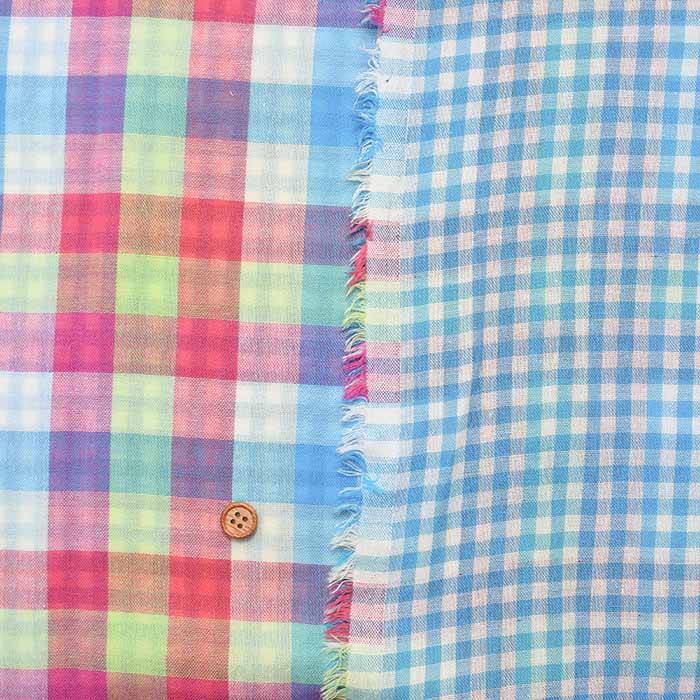 Cotton yarn-dyed double gauze fabric Reversible check - nomura tailor