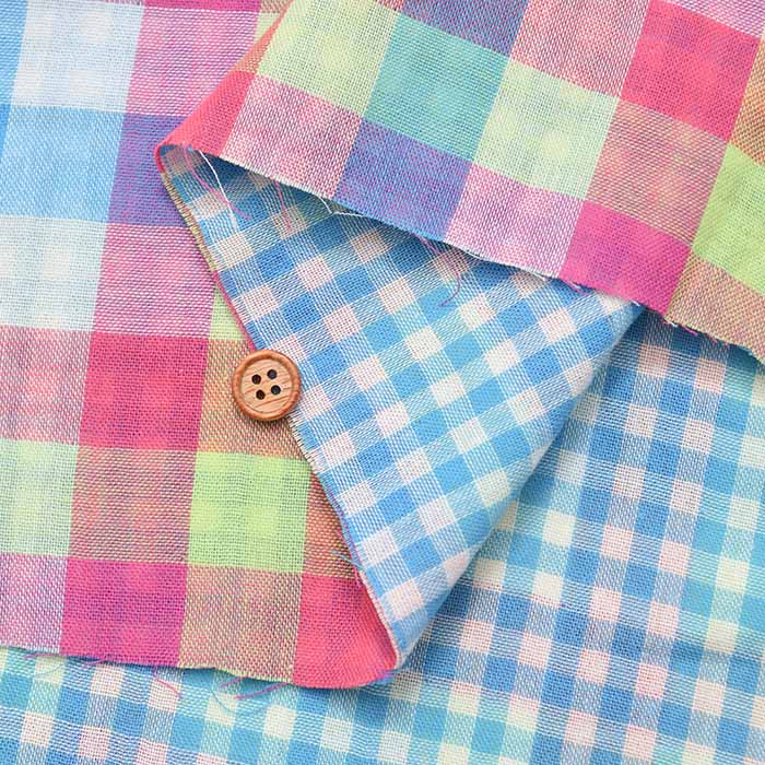 Cotton yarn-dyed double gauze fabric Reversible check - nomura tailor