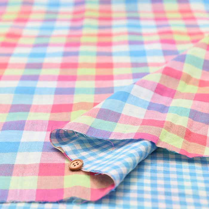 Cotton yarn-dyed double gauze fabric Reversible check - nomura tailor