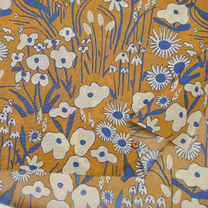 Cotton 60 Loan Printed Fabric Sketch Flower - nomura tailor