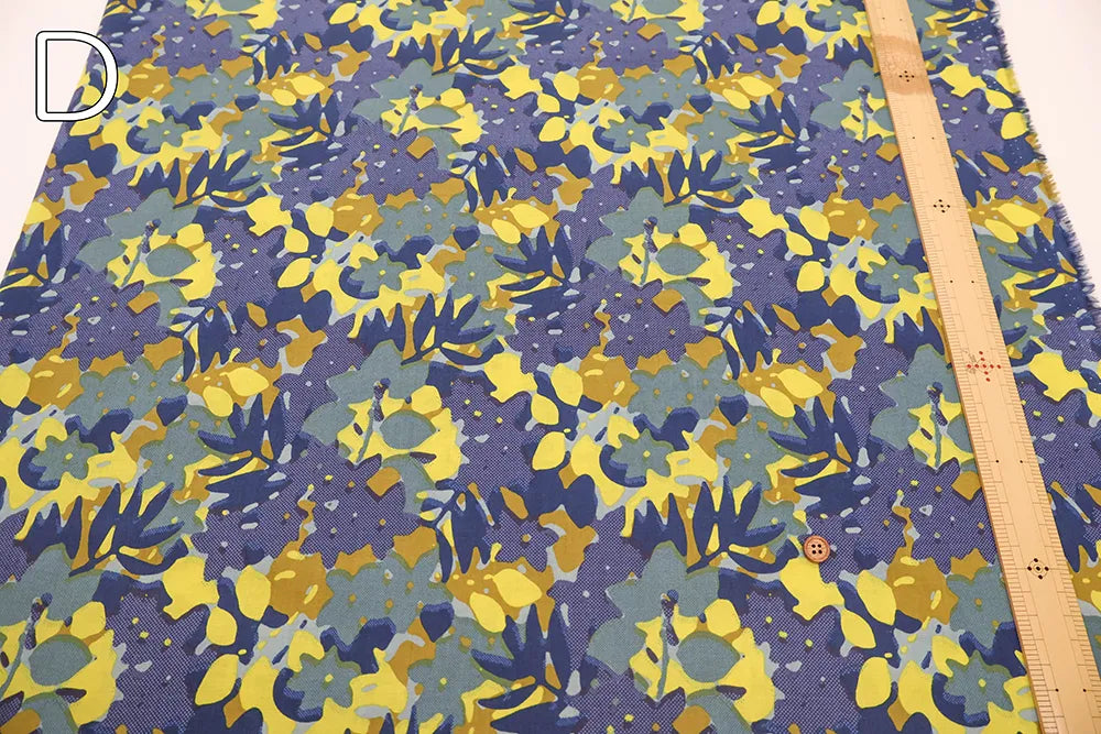 60"Cotton Lawn Printed Fabric - Silhouette Flower - nomura tailor