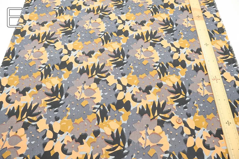 60"Cotton Lawn Printed Fabric - Silhouette Flower - nomura tailor