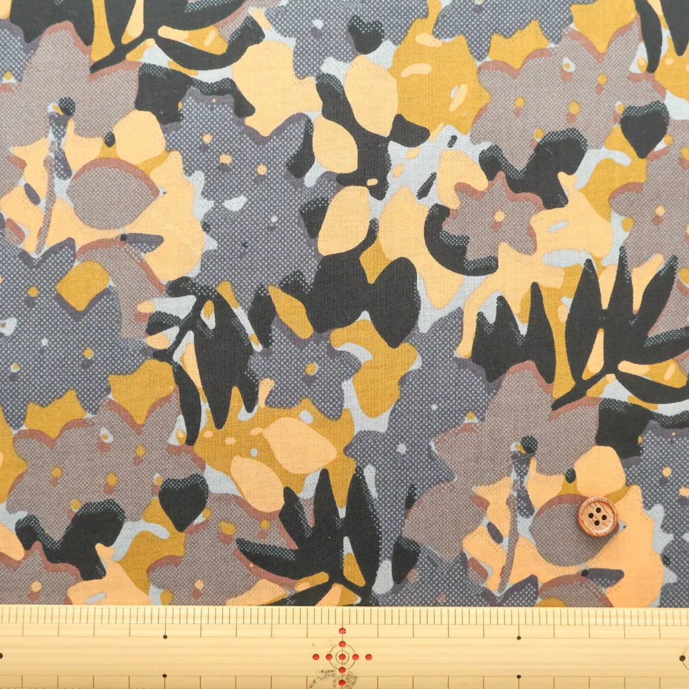 60"Cotton Lawn Printed Fabric - Silhouette Flower - nomura tailor