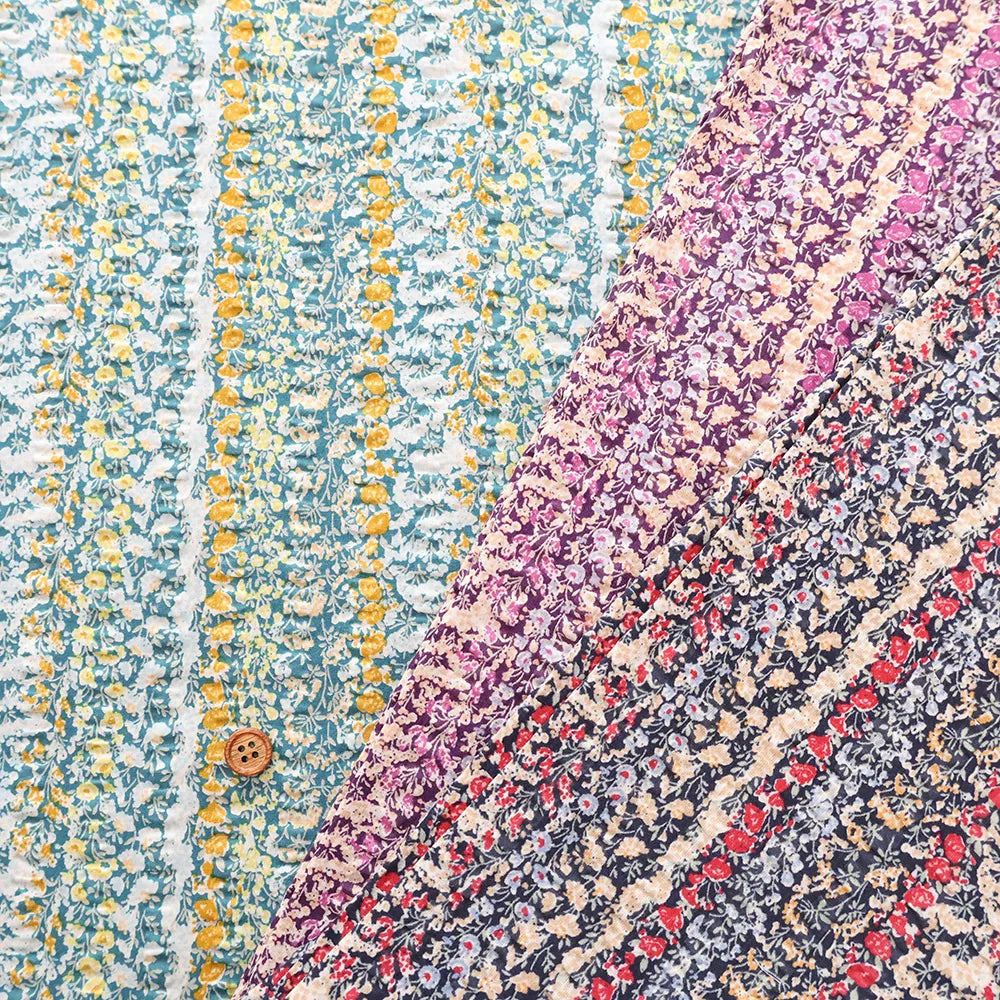 Cotton 60 Lawn  Ripple-printed Fabric - - Floral Stripe - nomura tailor