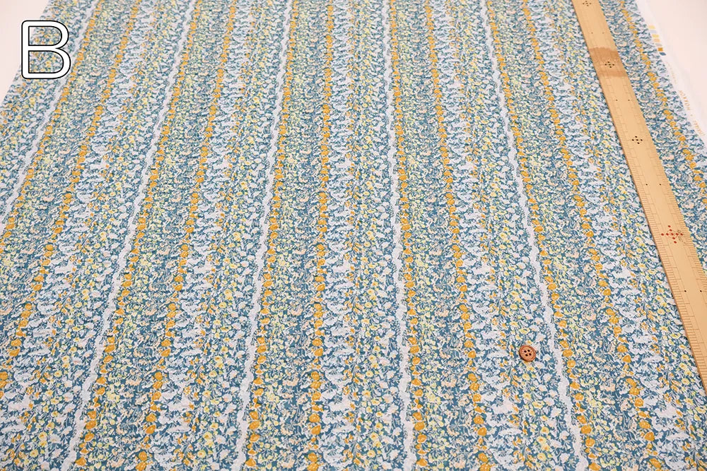 Cotton 60 Lawn  Ripple-printed Fabric - - Floral Stripe - nomura tailor