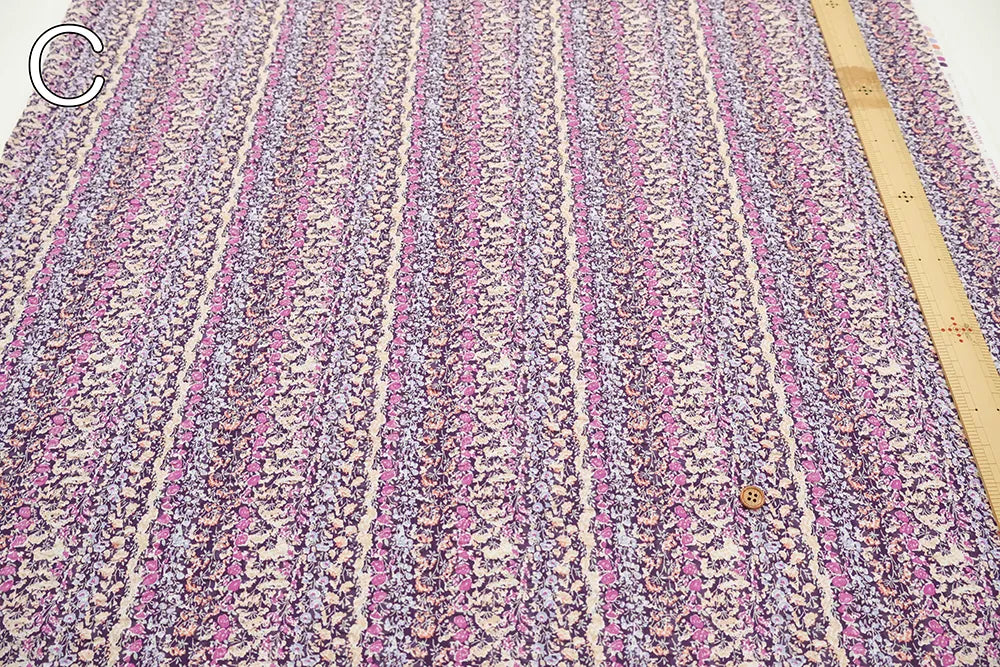 Cotton 60 Lawn  Ripple-printed Fabric - - Floral Stripe - nomura tailor