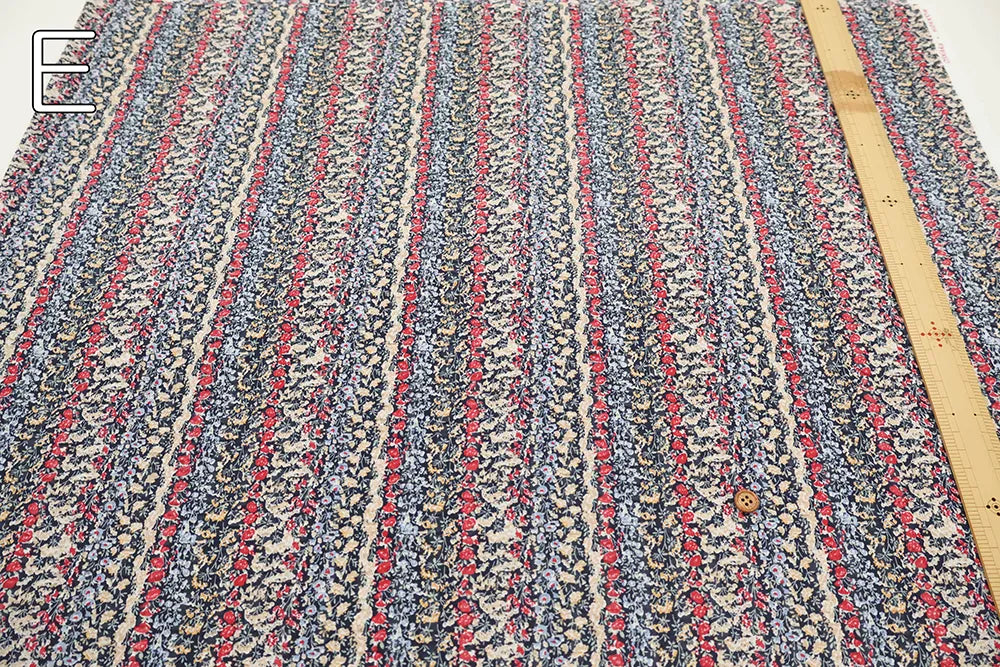 Cotton 60 Lawn  Ripple-printed Fabric - - Floral Stripe - nomura tailor