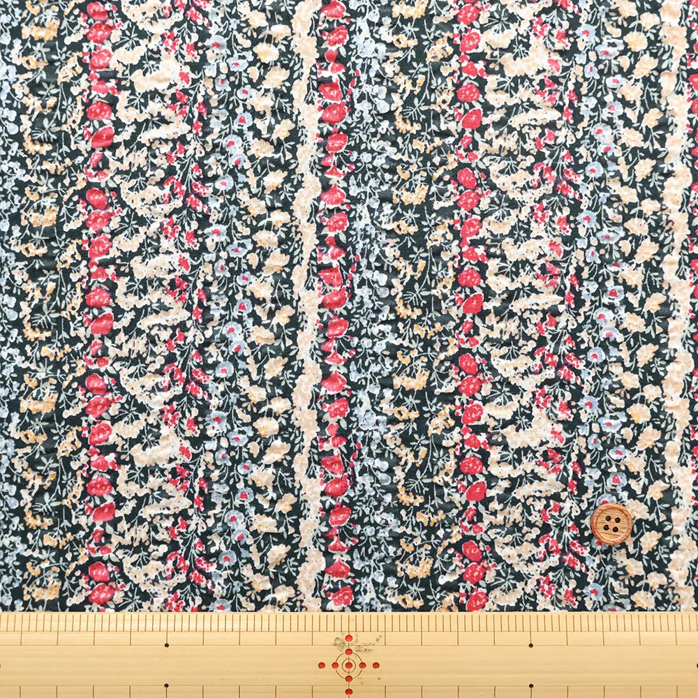 Cotton 60 Lawn  Ripple-printed Fabric - - Floral Stripe - nomura tailor