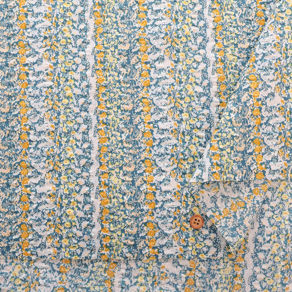 Cotton 60 Lawn  Ripple-printed Fabric - - Floral Stripe - nomura tailor