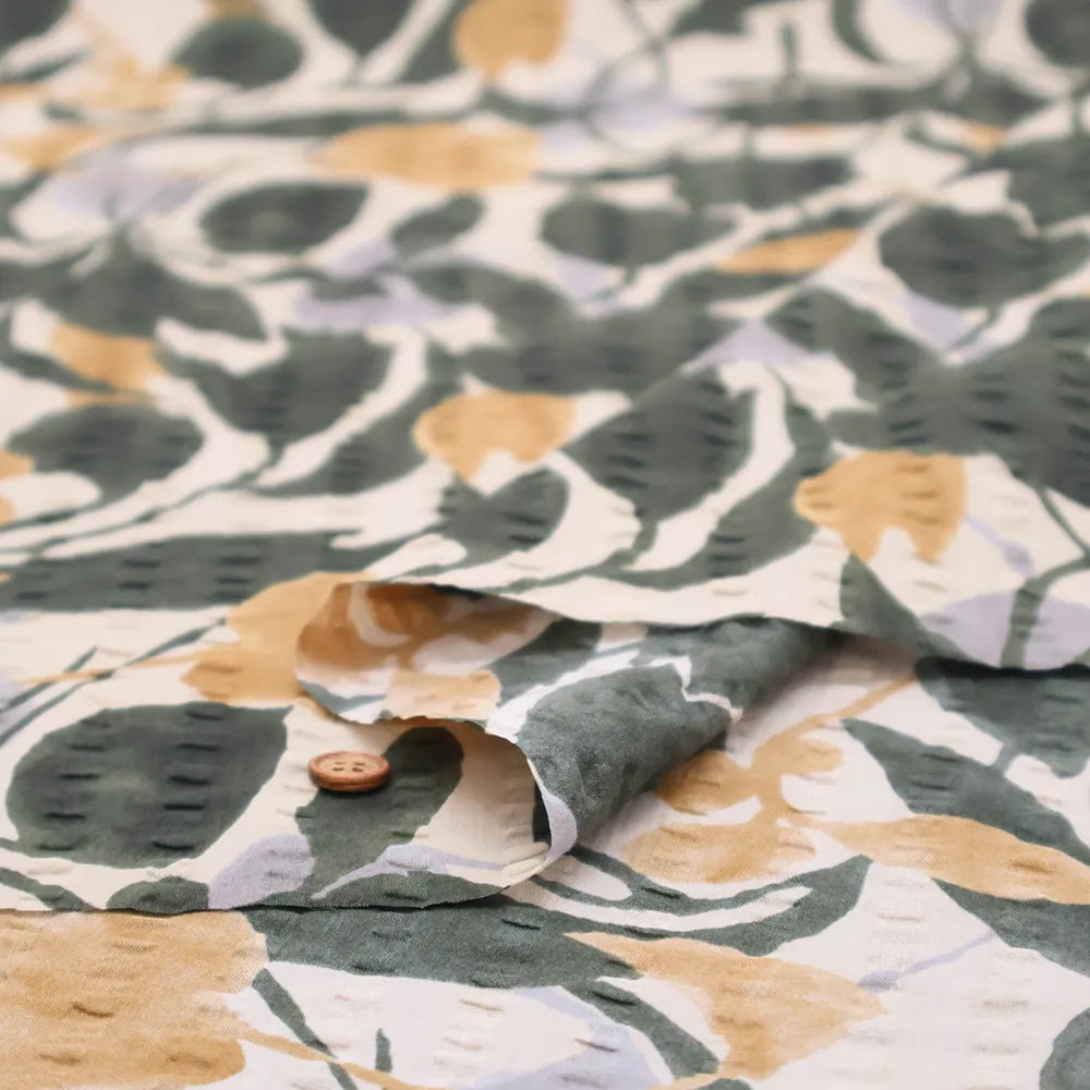 Cotton 60 Lawn  Ripple-printed Fabric - - Botanical Flowers - nomura tailor