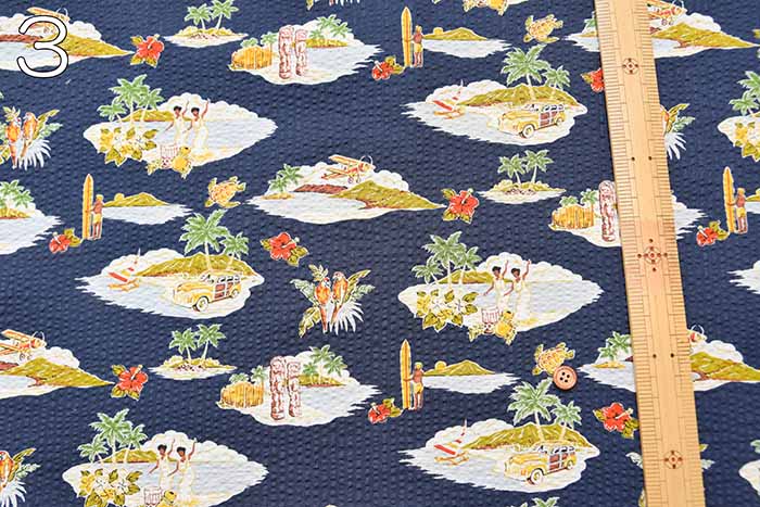 Cotton Ripple Printed Fabric Hawaii - nomura tailor