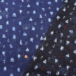 Cotton Ripple Printed Fabric Anchor & Yocht - nomura tailor