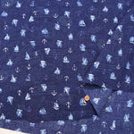 Cotton Ripple Printed Fabric Anchor & Yocht - nomura tailor