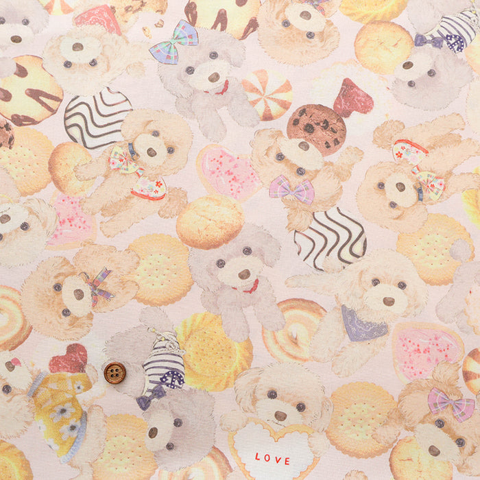 Cotton Muslin Inkjet Fabric - Sarara  Love dog - nomura tailor