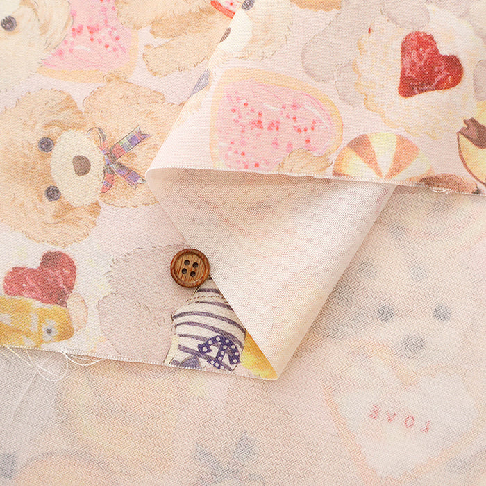 Cotton Muslin Inkjet Fabric - Sarara  Love dog - nomura tailor