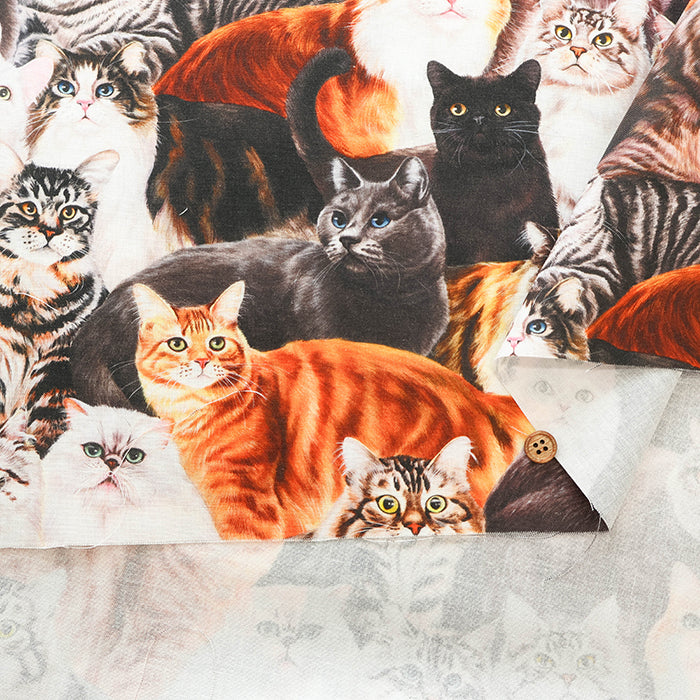 Cotton Muslin Inkjet Fabric - Sarara cat's - nomura tailor