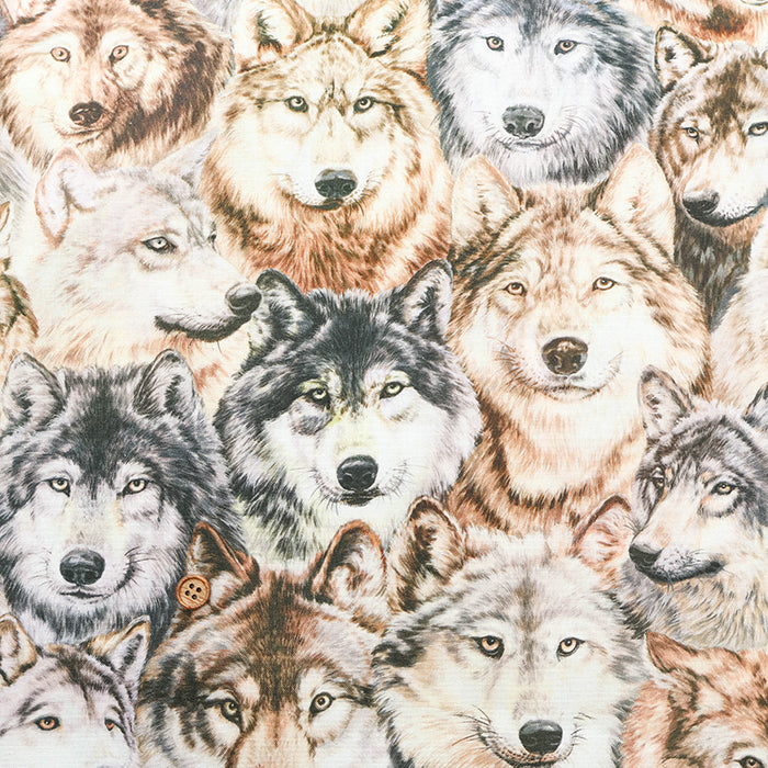 Cotton Muslin Inkjet Fabric - Sarara Wolf - nomura tailor