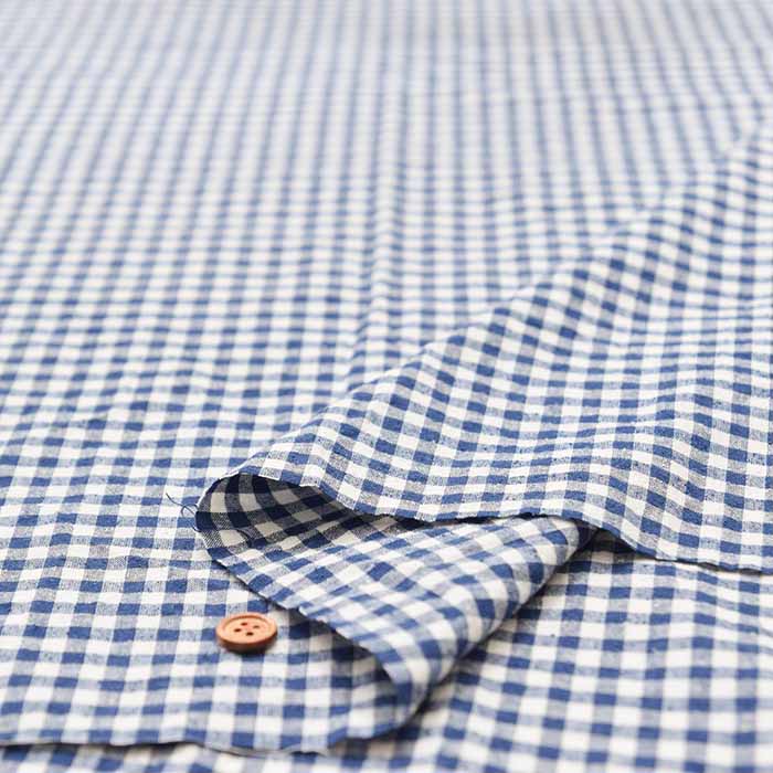 Cotton silk nep washer fabric Mini gingham - nomura tailor