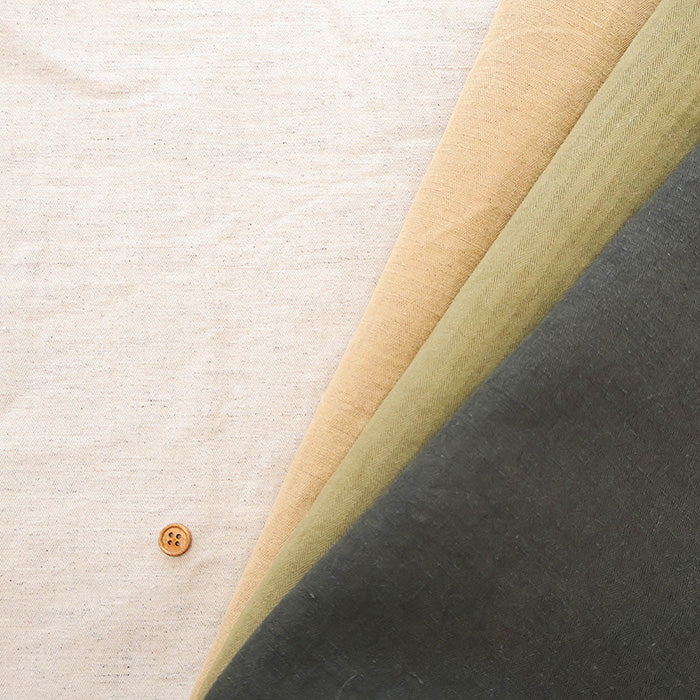 Setouchi Cotton × Hemp Vintage Herringbone Fabric - Plain