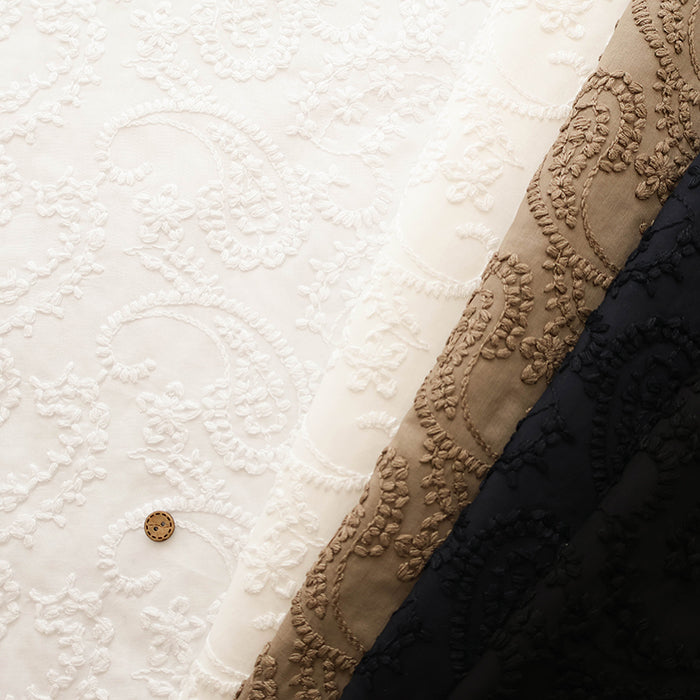 Cotton Lawn Cord Lace Fabric - Paisley - nomura tailor