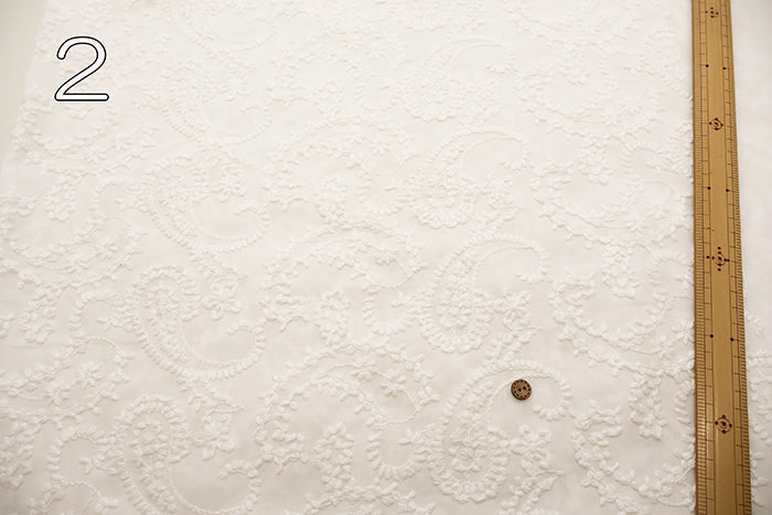 Cotton Lawn Cord Lace Fabric - Paisley - nomura tailor