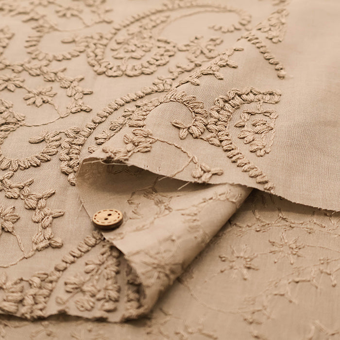 Cotton Lawn Cord Lace Fabric - Paisley - nomura tailor