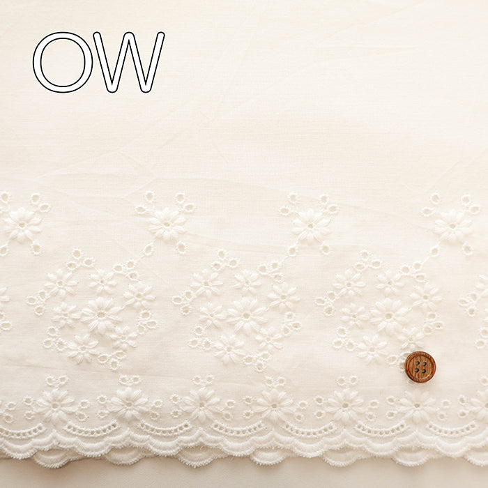 Cotton Cambric Border Lace Fabric - nomura tailor