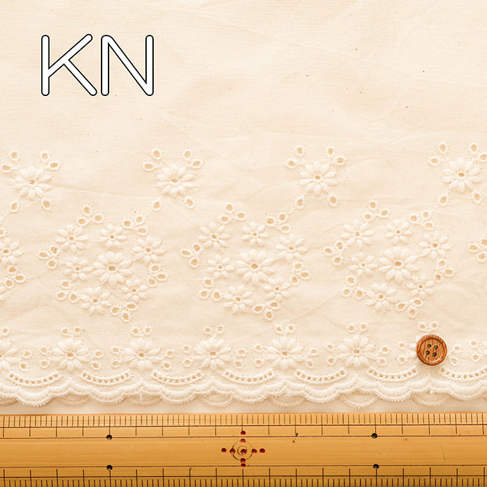 Cotton Cambric Border Lace Fabric - nomura tailor