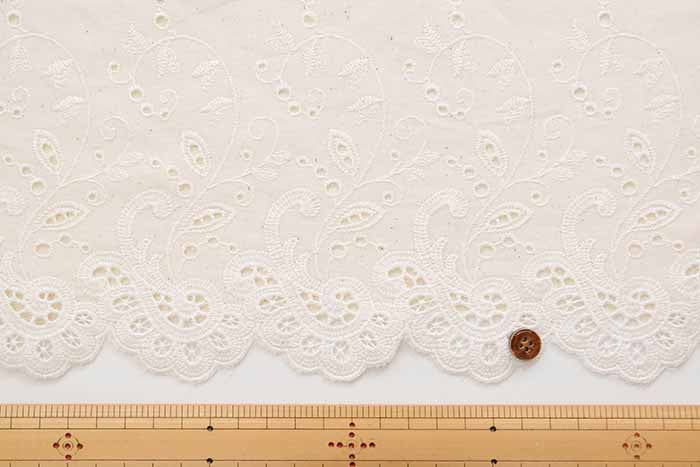 Cotton Cambric Border Lace Fabric - nomura tailor