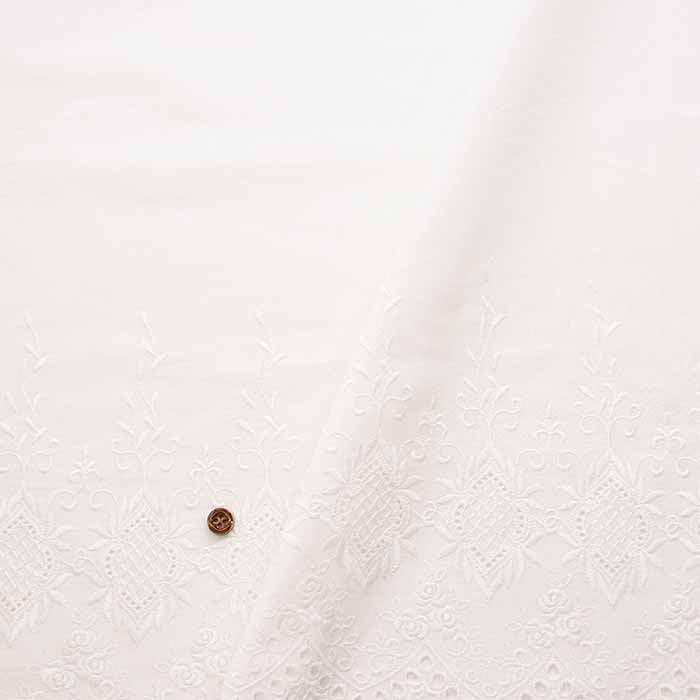 Cotton Cambric Border Lace Fabric - nomura tailor